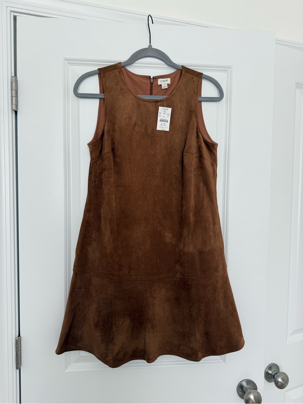 J. Crew Brown Suede Sleeveless Flared Dress